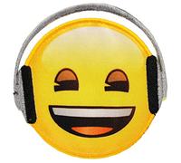 alles-meine.de GmbH 1 Stück Bügelbild - Emoji - lachendes Gesicht mit Kopfhörer - 6,8 cm * 6,8 cm - Aufnäher & Applikation - gewebter Flicken - Bügelflicken/Hosenflicken..