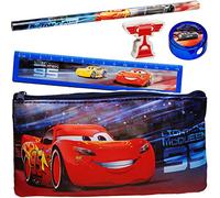 alles-meine.de GmbH 2 * 5 TLG. Schreibset Cars - Auto - Lightning McQueen Bleistift + Lineal + Radiergummi + Spitzer + Stiftemappe - Federmappe/Kinder - Set für die Schule ..