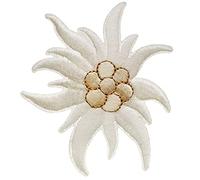 alles-meine.de GmbH 2 Stück Bügelbilder - Alpen - Edelweiß - Blume - 4,8 cm * 4,2 cm - Aufnäher/Applikationen/Aufbügler - gewebte Flicken - Bügelflicken/Hosenflicken - Bü..