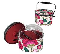 alles-meine.de GmbH 2 TLG. Nähkorb XL groß RUND - mit Blumen/Blüten Stoff bezogen - mit Metallhenkel - Nähkasten für Handarbeiten Nähkästchen - Handarbeitskorb leer lila Violet..
