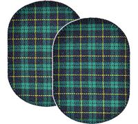 alles-meine.de GmbH 2 TLG. Set ovaler Flicken - blau grün kariert - Bügelbild Aufnäher Applikation zum aufbügeln - Karo Muster