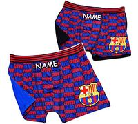alles-meine.de GmbH 2 TLG. Set - Slips/Boxershorts - Fußball - FC Barcelona - FCB - incl. Name - Größe 10 bis 12 Jahre - Gr. 140 bis 152-100% Baumwolle - für Jungen Kinder -..