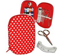 alles-meine.de GmbH 29 TLG. Set - gefülltes Reiseetui/Näh-Etui - mit Schere & Zubehör - Punkte weiß/rot - Grundausstattung - für zu Hause & die Reise Nadeletui/Nähset -..