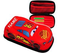alles-meine.de GmbH 3-D Effekt - Relief Federmappe/Stiftemappe - Cars - Lightning McQueen - inkl. Name - leer & ohne Inhalt - multifunktional auch als Kosmetiktasche & ..