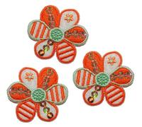 alles-meine.de GmbH 3- er Set Blume 3,7 cm Bügelbild Aufnäher Applikation Blumen Blüte grün orange weiß Blüten Aufbügler