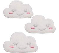 alles-meine.de GmbH 3 Stück Bügelbilder/Applikation/Aufbügler - 3D Effekt - süße weiße Wolke - 7,8 cm * 4,7 cm - Aufnäher/gewebte Flicken - zum Aufbügeln Aufkleben Aufnäh..