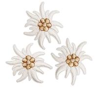 alles-meine.de GmbH 3 Stück Bügelbilder/Applikation/Aufbügler - Alpen - Edelweiß - Blume - 3,8 cm * 3,5 cm - Aufnäher/gewebte Flicken - zum Aufbügeln Aufkleben Aufnähen -..