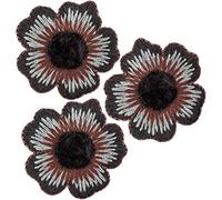 alles-meine.de GmbH 3 Stück Bügelbilder/Applikation/Aufbügler - Blume - Blüte/schwarz & grau & braun - 4,6 cm - Aufnäher/gewebte Flicken - zum Aufbügeln Aufkleben Aufnä..