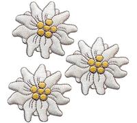 alles-meine.de GmbH 3 Stück Bügelbilder/Applikation/Aufbügler - große Blüte - Edelweiss - 7,2 cm * 6,4 cm - Aufnäher/gewebte Flicken - zum Aufbügeln Aufkleben Aufnähen - ..