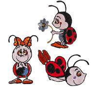 alles-meine.de GmbH 3 Stück Bügelbilder/Applikation/Aufbügler - süße Marienkäfer - 5 cm * 3,2 cm - Aufnäher/gewebte Flicken - zum Aufbügeln Aufkleben Aufnähen - Bügeln - ..