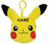 alles-meine.de GmbH 3D Effekt - Geldbörse/kleine Tasche/Anhänger - Pikach. - inkl. Name - PLÜSCH - kompatibel mit Pokémon Geldbeutel & Portemonnaie - mit Schlüsselanhänger - ..