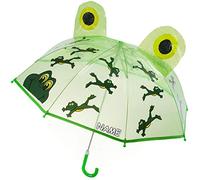 alles-meine.de GmbH 3D Effekt - Kinderschirm/Regenschirm - lustiger Frosch - inkl. Name - Ø 77 cm - Kinder - Stockschirm - durchsichtig & durchscheinend - transparent - groß mi..