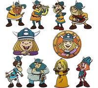 alles-meine.de GmbH 4 Stück Bügelbilder/Applikation/Aufbügler - Wickie und die starken Männer - 6,6 cm * 6,6 cm - Aufnäher/gewebte Flicken - zum Aufbügeln Aufkleben Aufnä..