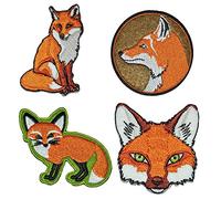 alles-meine.de GmbH 4 TLG Set: Bügelbilder - Fuchs - 6 cm * 6,2 cm - Aufnäher Applikation - Flicken gestickt - Füchse Waldtier orange Waldtiere Reinecke Tier Tiere Rotfuchs