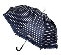 alles-meine.de GmbH Automatik - großer - Regenschirm - Punkte - dunkel blau/Marine & weiß - mit Rüschen - Ø 104 cm - inkl. Name - für Erwachsene & Kinder - Stockschirm - groß m..