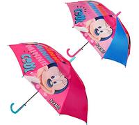alles-meine.de GmbH AUTOMATIK Regenschirm - - Minnie Mouse - bunt - inkl. Name - Ø 86 cm/Kinder - groß Stockschirm mit Griff - großer Kinderregenschirm/Automatikschirm - ..