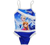 alles-meine.de GmbH Badeanzug mit Rüschen - die Eiskönigin - Frozen - incl. Name - Größe 5 bis 6 Jahre - Gr. 122 bis 128 - für Mädchen Kinder - rosa Röckchen/Einteiler - Ei..