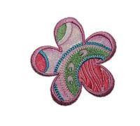 alles-meine.de GmbH Blume 6,3 cm Bügelbild Aufnäher Applikation grün Turkis türkis blau pink rosa