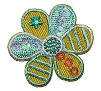 alles-meine.de GmbH Blume - grün - 3,7 cm - Bügelbild/Aufnäher - Applikation - Blumen Blüte grün Blüten - Aufbügler mit Pailletten grüne Glitzer - Blumenapplikation