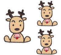 alles-meine.de GmbH Bügelbild - 3 Stück - Elch - je 4,5 cm x 3,7 cm - Aufnäher - Applikation - Jungen & Mädchen - zum Bügeln Aufkleben - gewebter Flicken - Bügelflicken/Hosenfl..