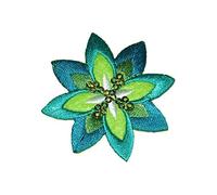 alles-meine.de GmbH Bügelbild - Blume/Blüte grün - 6 cm * 6 cm - gestickter Flicken - Aufnäher Applikation - mit fest afgenähten Pailletten - Blüten - grüne Blumenmotiv
