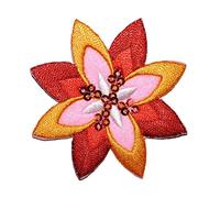 alles-meine.de GmbH Bügelbild - Blume/Blüte orange rot - 6 cm * 6 cm - Aufnäher Applikation - Flicken gestickt mit fest afgenähten Pailletten - Blüten