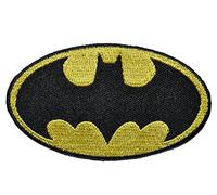 Bügelbild - Logo Batmann - 8,2 cm * 4,5 cm - Comic Held Bruce Wayne - Aufnäher Applikation - gestickter Flicken - Batmobil Helden Orden Fledermaus