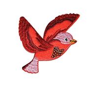 alles-meine.de GmbH Bügelbild - Paradies Vogel rot - 6,5 cm * 6,5 cm - Aufnäher Applikation - gestickter Flicken mit fest afgenähten Pailletten - Vögel Kolibris
