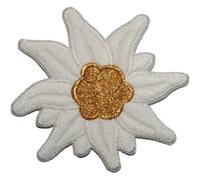 alles-meine.de GmbH Edelweiß 8,4 cm * 7,8 cm Bügelbild Aufnäher Applikation Gold Blume Bayern Tracht Edelweiss Trachten