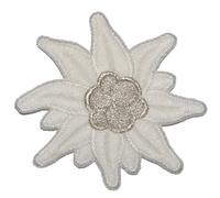 alles-meine.de GmbH Edelweiß 8,4 cm * 7,8 cm Bügelbild Aufnäher Applikation Silber Blume Bayern weiß Edelweiss Trachten