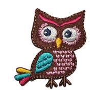 alles-meine.de GmbH Eule 4,4 cm * 4,8 cm Bügelbild Aufnäher Applikation - Kinder Uhu Tiere Tier Eulen Vögel 3 Federn Vogel braun