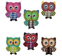 alles-meine.de GmbH Eule grün gelb - 3,6 cm * 4,1 cm Bügelbild - Aufnäher Applikation zum Aufbügeln - Kinder Uhu Eulen Vögel Tiere Tier Vogel braun/Sticker Eulensticker