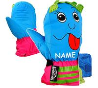 alles-meine.de GmbH Fausthandschuhe/Fäustlinge - Größen: 3 bis 4 Jahre - lustiges Gesicht - pink/blau - inkl. Name - mit langem Schaft + Klettverschluß - LEICHT anzuziehe..
