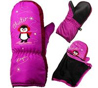 alles-meine.de GmbH Fausthandschuhe/Fäustlinge - mit langem Schaft + Reißverschluß - Größen: 3 bis 4 Jahre - lustiger Pinguin - lila/violett - LEICHT anzuziehen ! mit Dau..