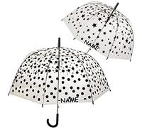 alles-meine.de GmbH großer XL Regenschirm - Automatik - Sterne & Punkte - schwarz - inkl. Name - Erwachsene & Kinderschirm - Ø 85 cm - groß/durchsichtig & durchscheinend - tr..