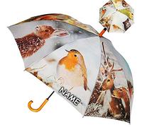 alles-meine.de GmbH großer XXL - Regenschirm - Automatik - Tiere im Winter Schnee - inkl. Name - Ø 122 cm - Stockschirm mit Griff - Regenschirme - für Erwachsene - Partnerschirm ..