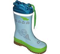 alles-meine.de GmbH Gummistiefel Auto blau - mit Reflektor zum Schnüren + ZUM BEMALEN - Größe 32 - für für Kinder Jungen - Naturkautschuk - anmalen Autos hellblau