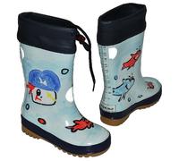 alles-meine.de GmbH Gummistiefel Piraten Fische - mit Reflektor + zum Schnüren - Größe 34 - für für Kinder Jungen - Naturkautschuk - Pirat blau Fisch Wasser