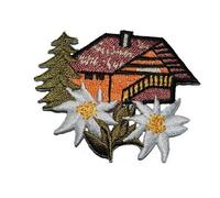 alles-meine.de GmbH Haus Emblem 6,2 cm * 4,8 cm Bügelbild Aufnäher Applikation Patch Blume Blüte