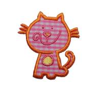 alles-meine.de GmbH Katze 4,5 cm * 5 cm Bügelbild Aufnäher Applikation Kätzchen karo kariert rosa pink Tiere Tier Muster