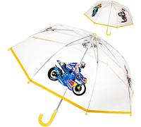 alles-meine.de GmbH Kinderschirm/Regenschirm - Motorrad & Bike - Ø 78 cm - durchsichtig & durchscheinend - transparent - Kinder - Stockschirm - groß mit Griff - Einklemmschutz ..
