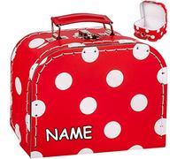 alles-meine.de GmbH kleine Kinder - Koffer Verschiedene Größen frei wählbar KLEIN - Punkte rot & weiß - 16 cm - inkl. Name - ideal für Spielzeug und als Geldgeschenk - Pappko..