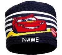 alles-meine.de GmbH Mütze/Strickmütze - Cars/Lightning McQueen - Auto - inkl. Name - Größe 55 - Fleece Futter/Fleecemütze - 100% Baumwolle - Strick Beanie - universal ..
