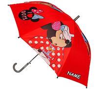 alles-meine.de GmbH Regenschirm - AUTOMATIK - - Minnie Maus - Punkte - rot - inkl. Name - großer Kinderschirm Ø 87 cm/Kinder - groß Stockschirm mit Griff - Regenschirme - f..