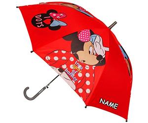 alles-meine.de GmbH Regenschirm - AUTOMATIK - - Minnie Maus - Punkte - rot - inkl. Name - großer Kinderschirm Ø 87 cm/Kinder - groß Stockschirm mit Griff - Regenschirme - f..
