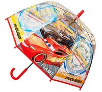 alles-meine.de GmbH Regenschirm - Cars - Auto - Lightning McQueen - inkl. Name - Kinderschirm - Ø 70 cm - groß/durchsichtig & durchscheinend - transparent - Glockenschirm - STU..
