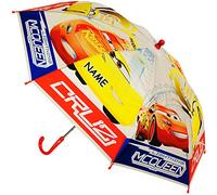 alles-meine.de GmbH Regenschirm - Cars/Lightning McQueen - Auto - ROT - inkl. Name - Kinderschirm Ø 83 cm/durchsichtig & durchscheinend - transparent - Kinder - groß Stoc..
