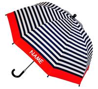 alles-meine.de GmbH Regenschirm - Streifen - rot/weiß/blau - Maritim - incl. Name - Kinderschirm Ø 72 cm/mit Klemmschutz - Kinder Stockschirm mit Griff - Regenschirme -..