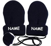 alles-meine.de GmbH sehr weiche Merino-Wolle Strick & Fleece - Fausthandschuhe - dunkel BLAU - inkl. Name - Größe: 1 bis 2 Jahre - Baumwolle & Schurwolle - Kinder/Baby - ..