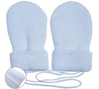 alles-meine.de GmbH sehr weiche Merino-Wolle Strick & Fleece - Fausthandschuhe - hell BLAU - Größe: 1 bis 2 Jahre - Baumwolle & Schurwolle - Kinder/Baby - gefüttert - OHN..
